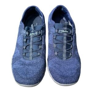 Skechers Shoes Womens 8 Breathe Easy‎ Opportuknity Sneakers 23855 Blue Fabric
